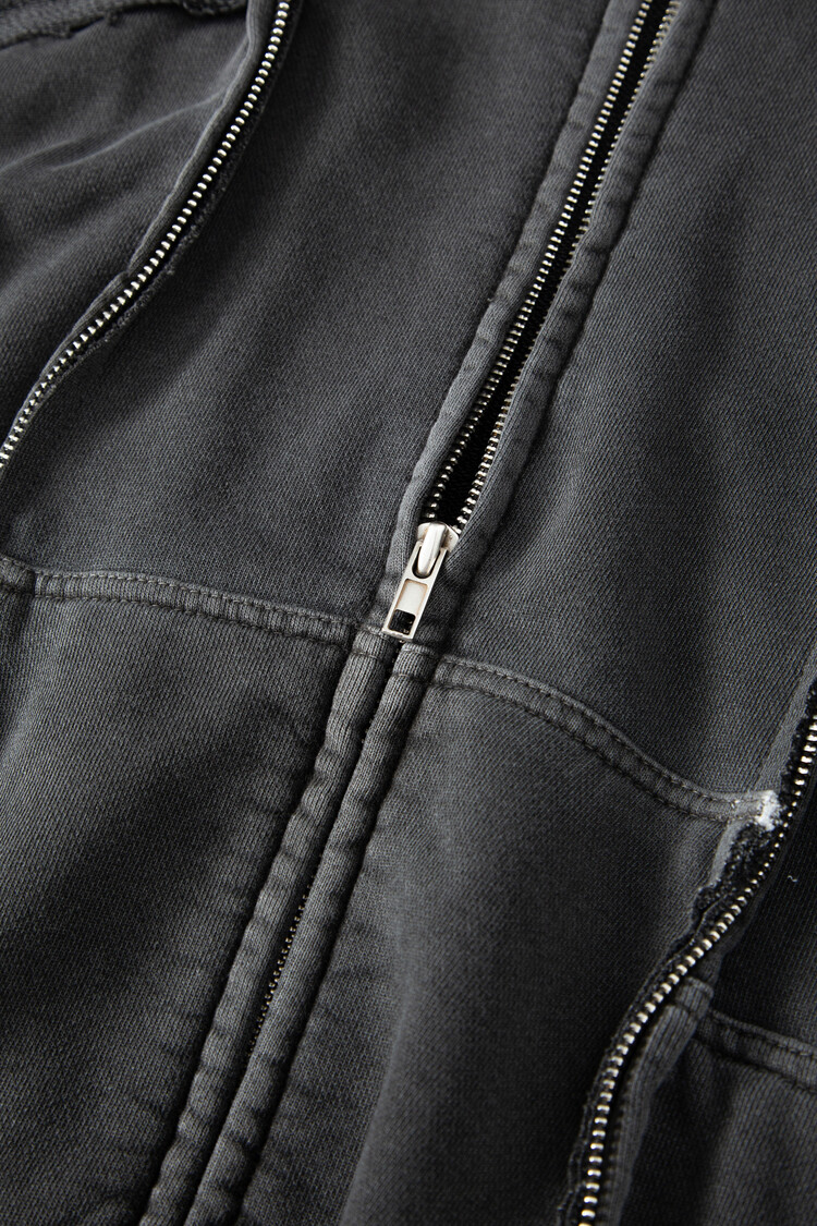 surgery remake pigment crop hood jacket 'charcoal'