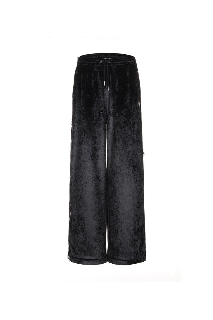 surgery side zip velvet wide track pants 'black'
