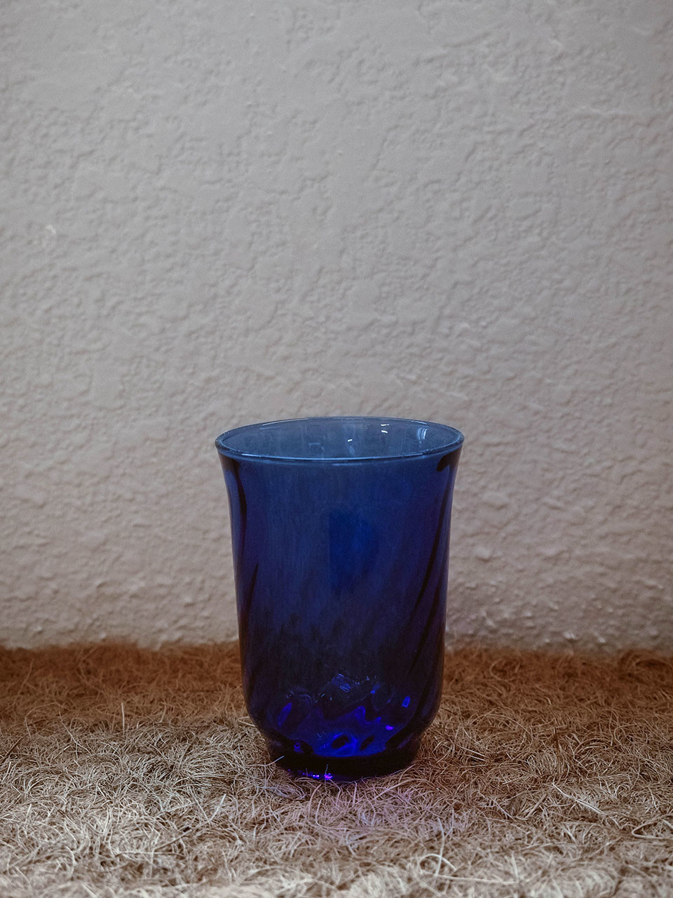 blue glass cup