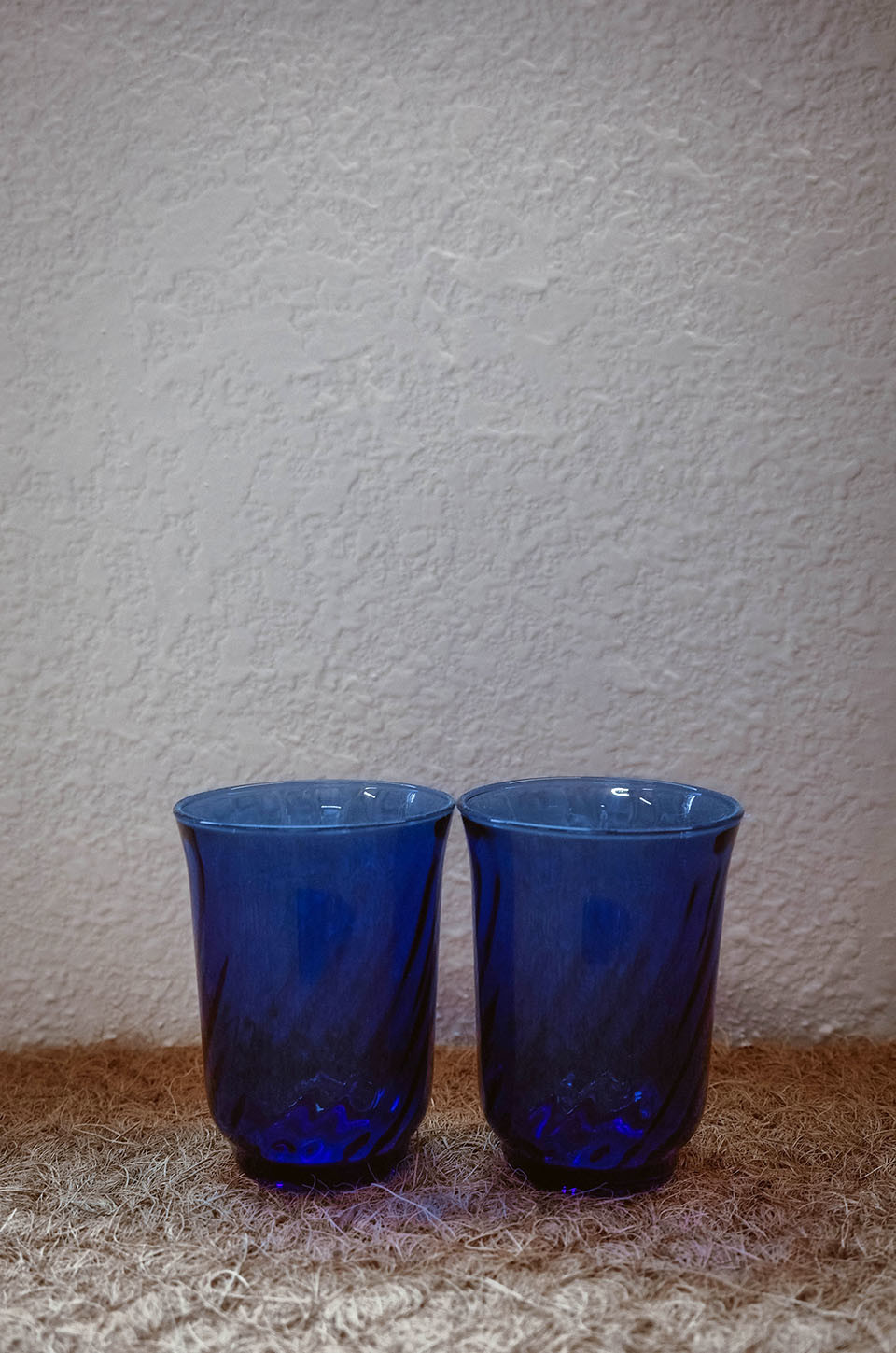 blue glass cup