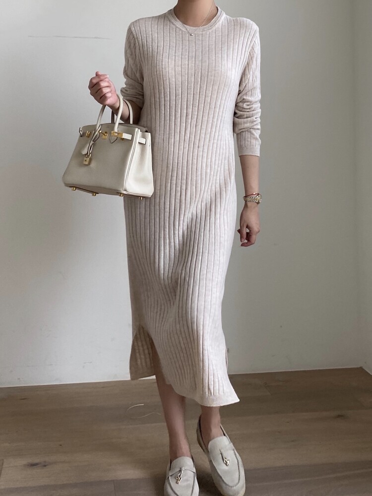 Basic Wool Long Dress [2 Cols.]