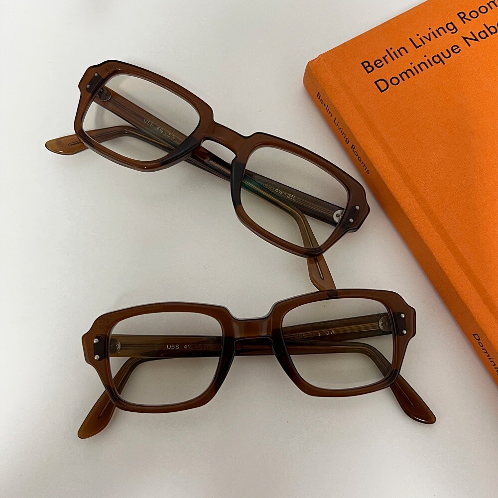 Vintage BCG Military Surplus Eyeglass Frames – Retro Square Brown Plastic, 48-24 Size 7 thumbnail image