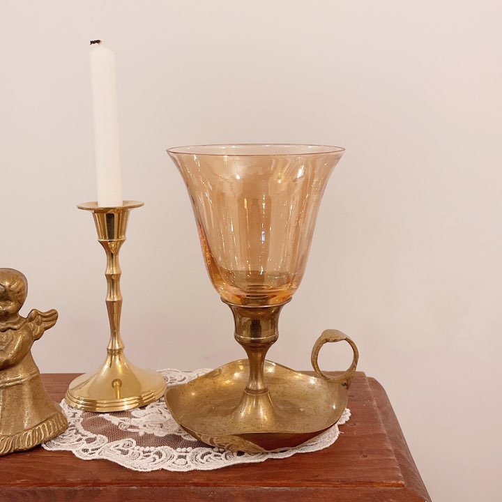 vintage opal votive candle holder