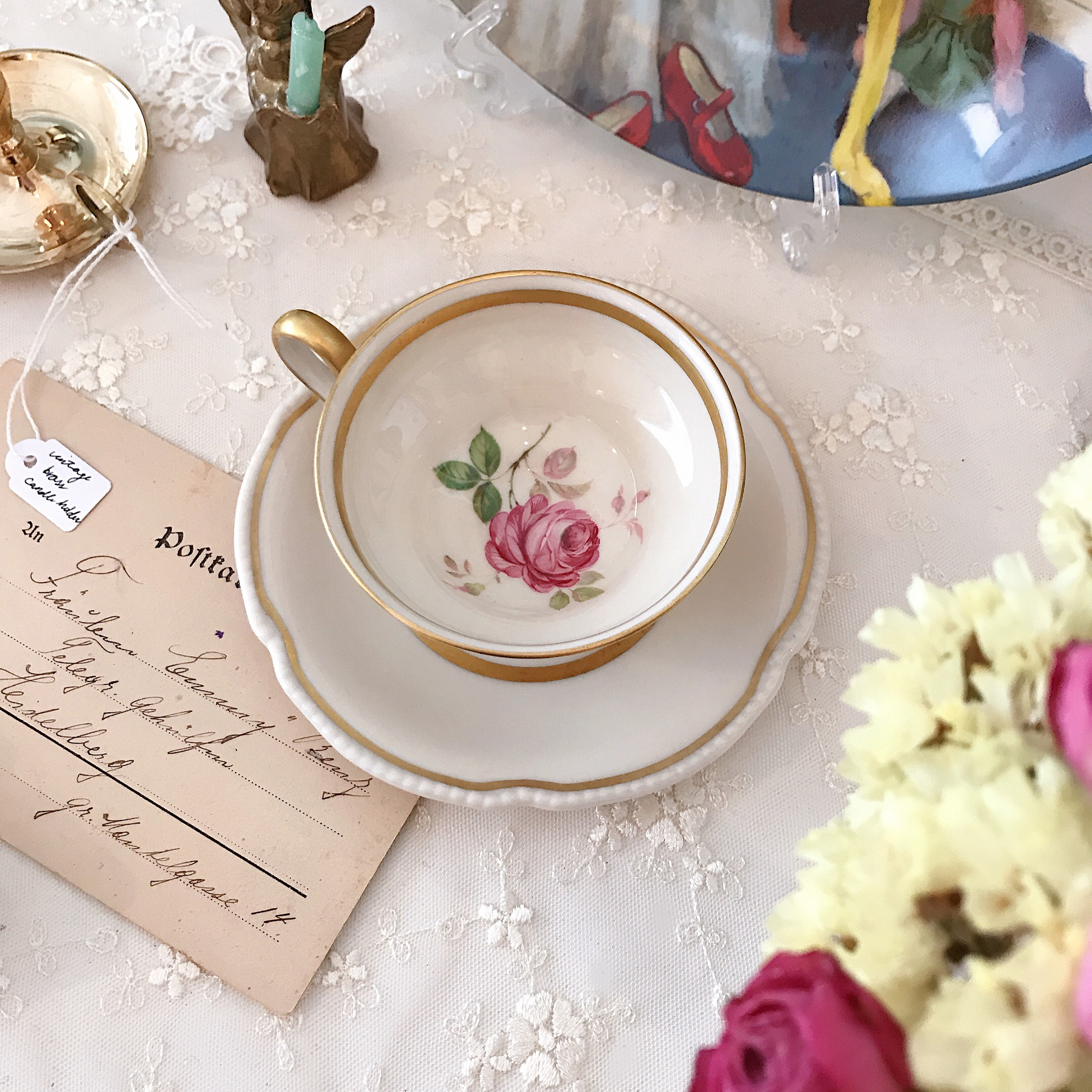 vintage Castleton rose demitasse