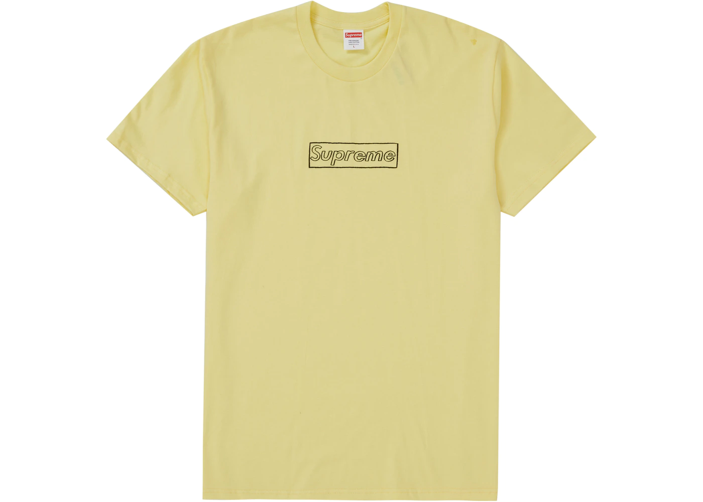 x-supreme-x-kaws-chalk-logo-t-shirt-pale-yellow