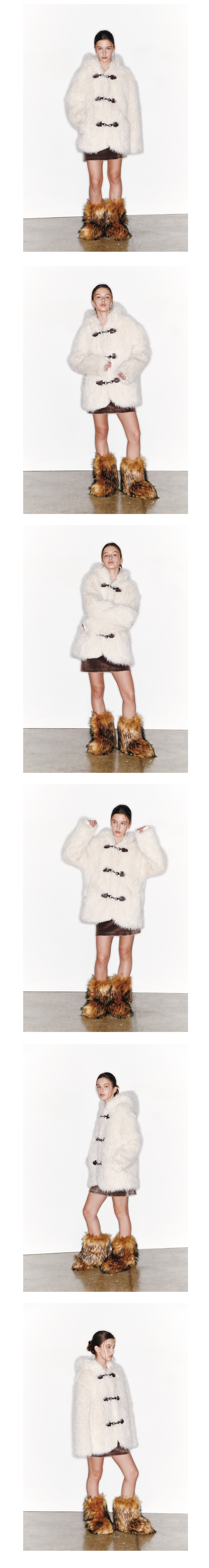 MUSINSA | ASURA Hoodie Buckle Fur Coat (IVORY)