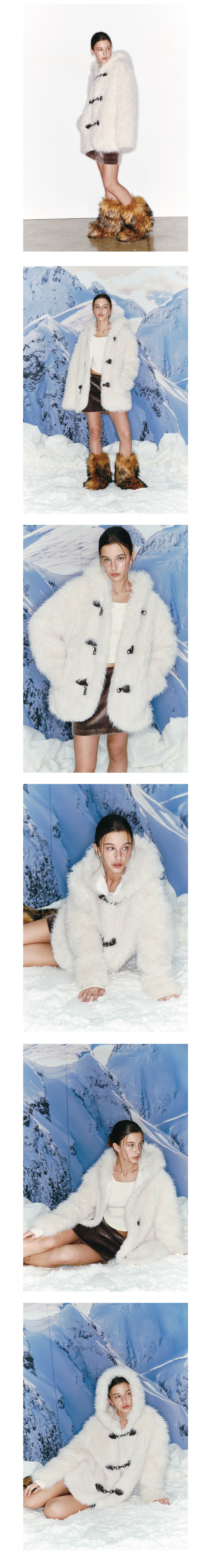 MUSINSA | ASURA Hoodie Buckle Fur Coat (IVORY)