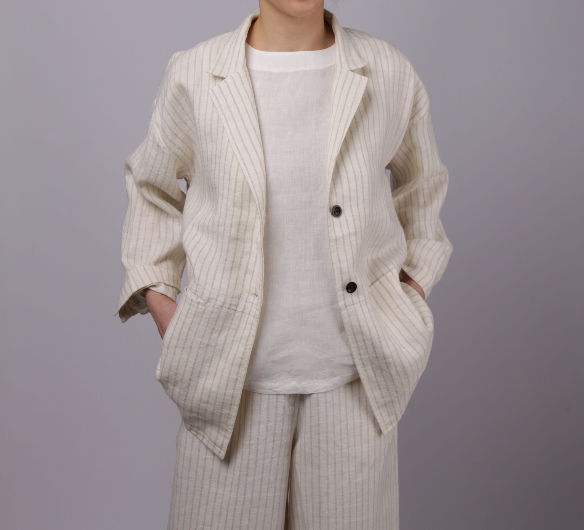 Linen loose fit stripe Blazer