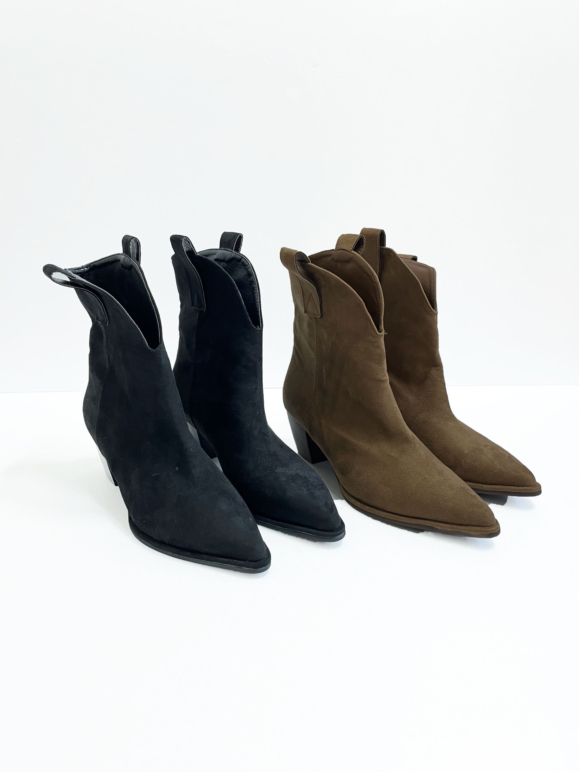 Suede western ankle boots