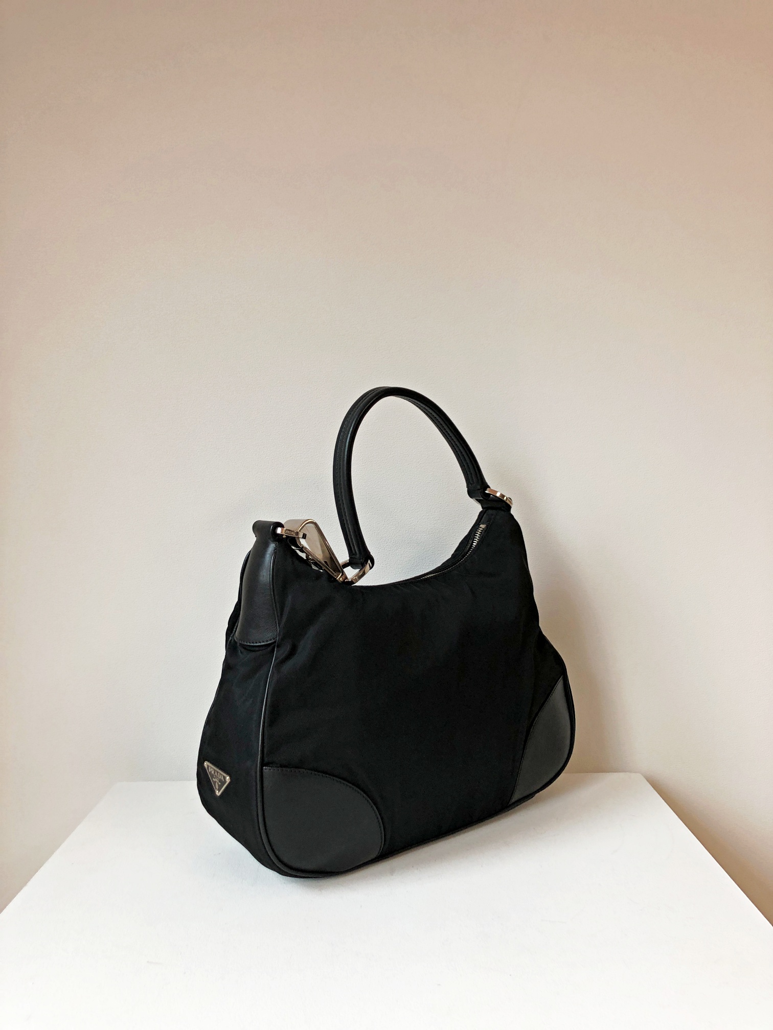 PRADA Pocono Leather Hobo Shoulder Bag