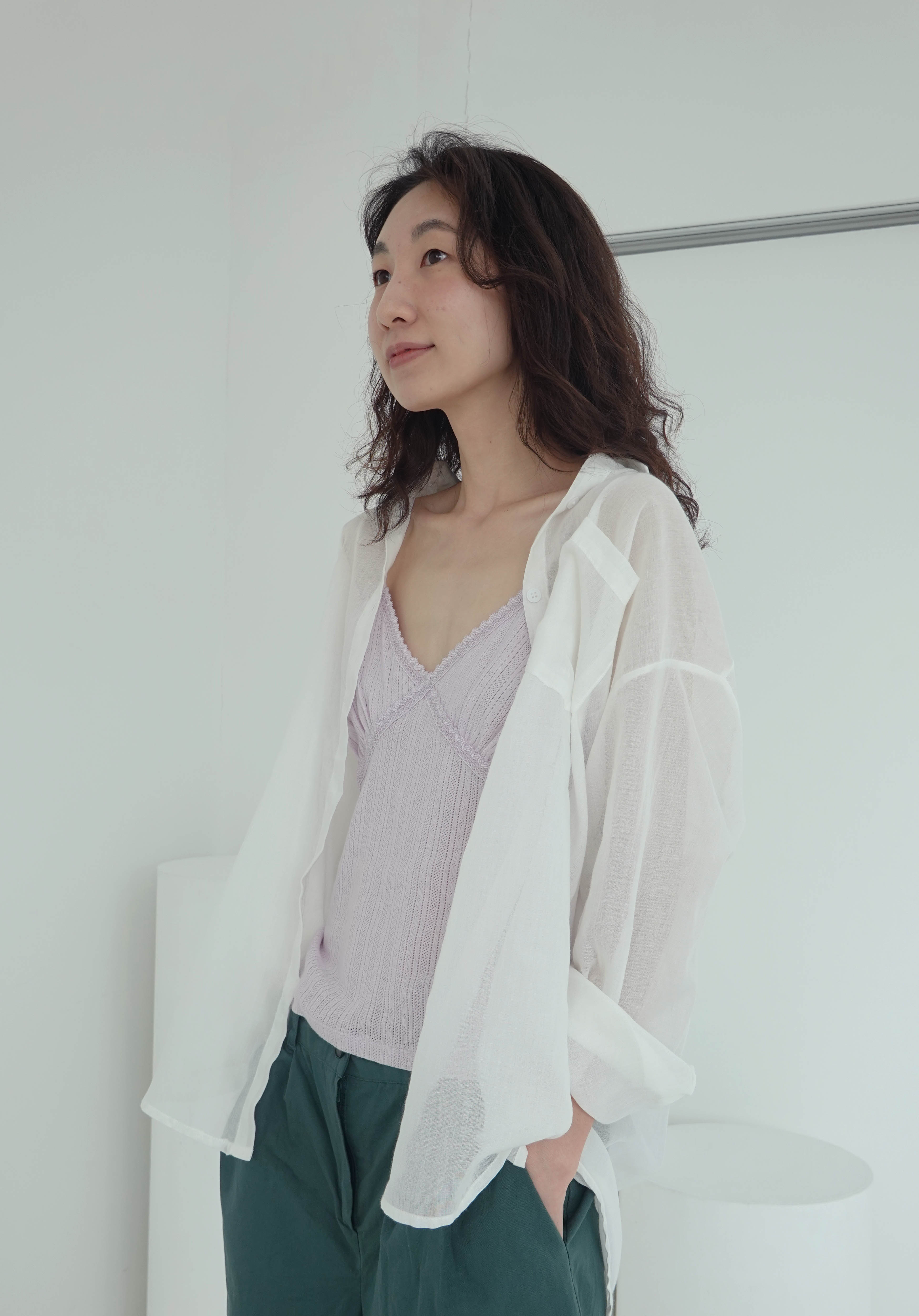 linen seethrough overfit shirt (3color)