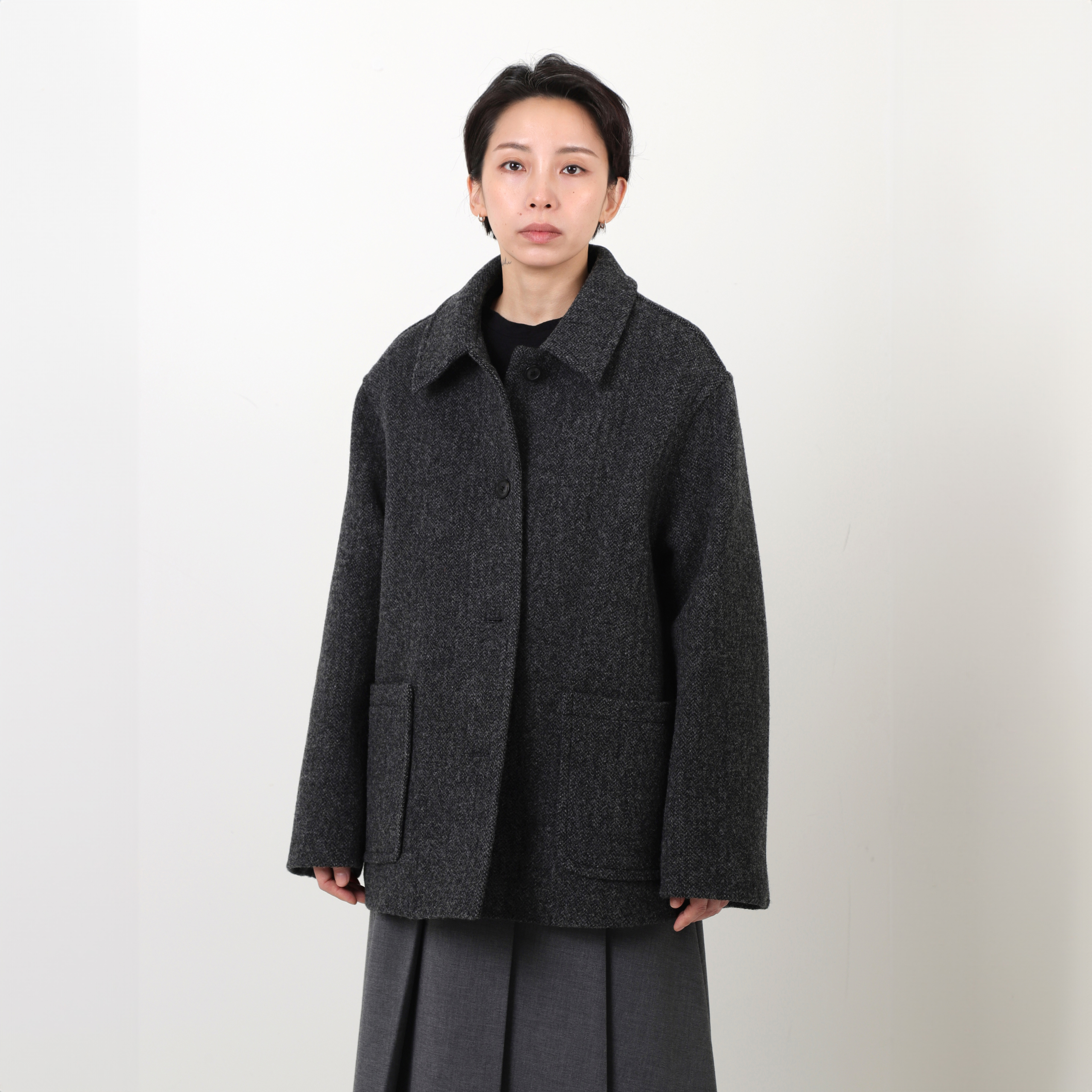 Lento Half Coat - melange black