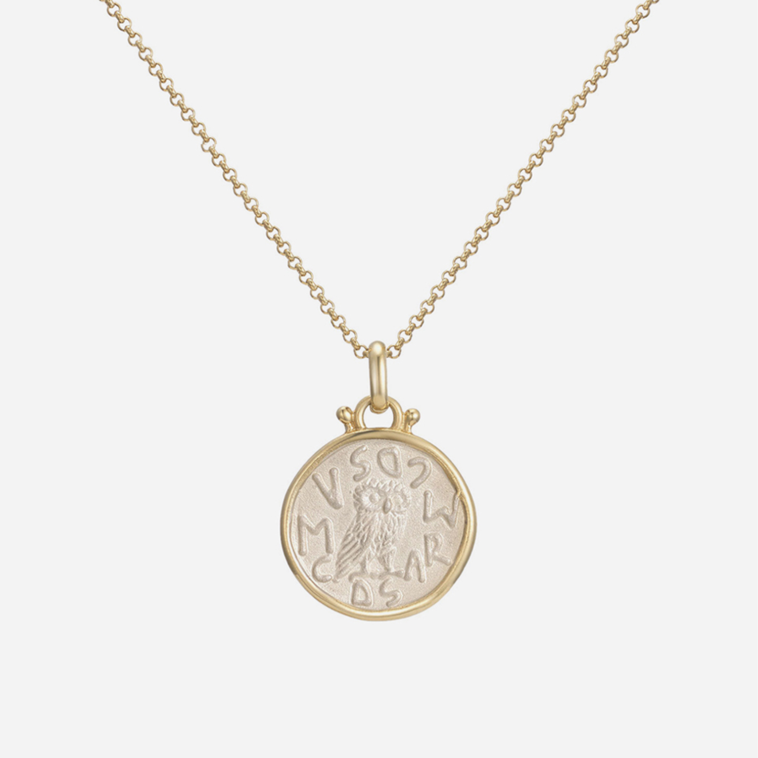 MAMA DOUBLE OWL COIN NECKLACE - BIG(SV)