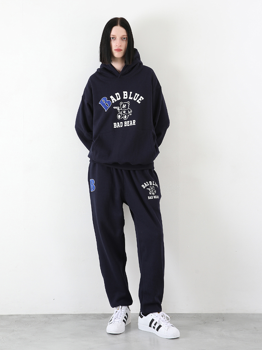 B Patch College Hoodie Navy