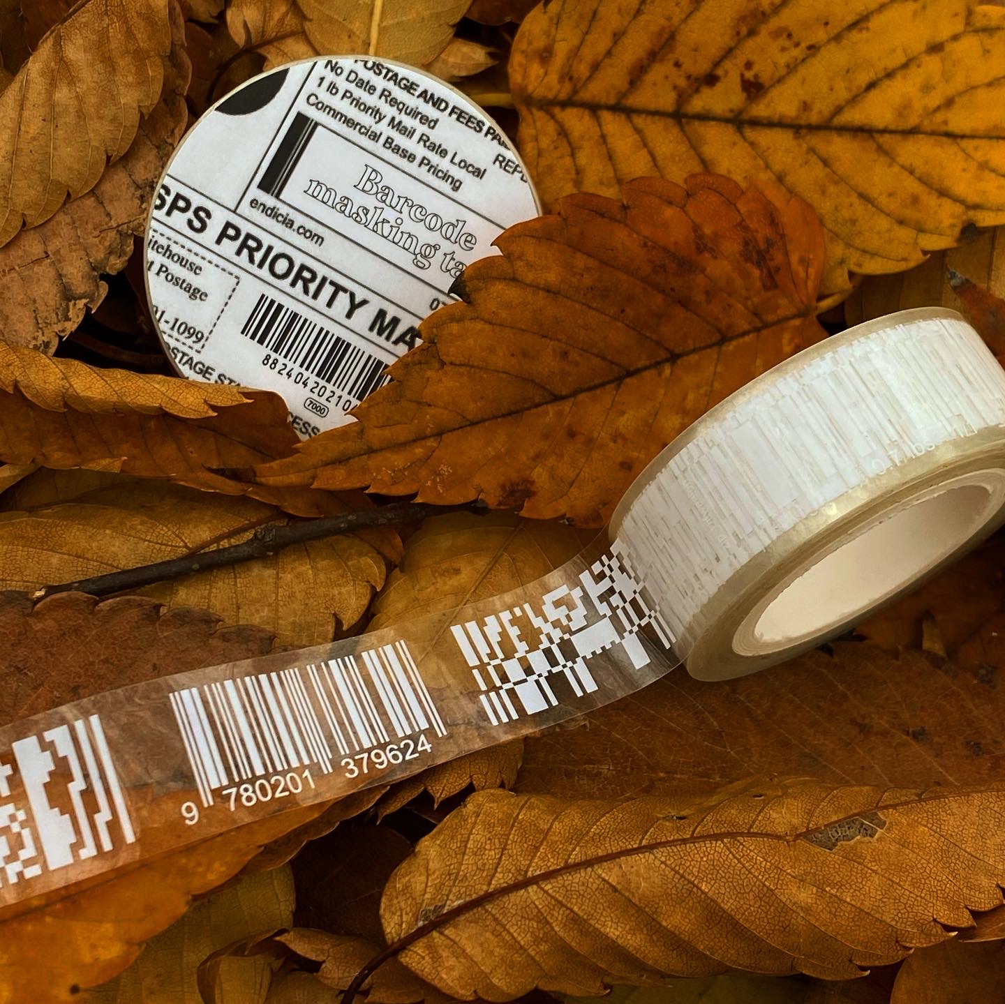 white Barcode masking tape