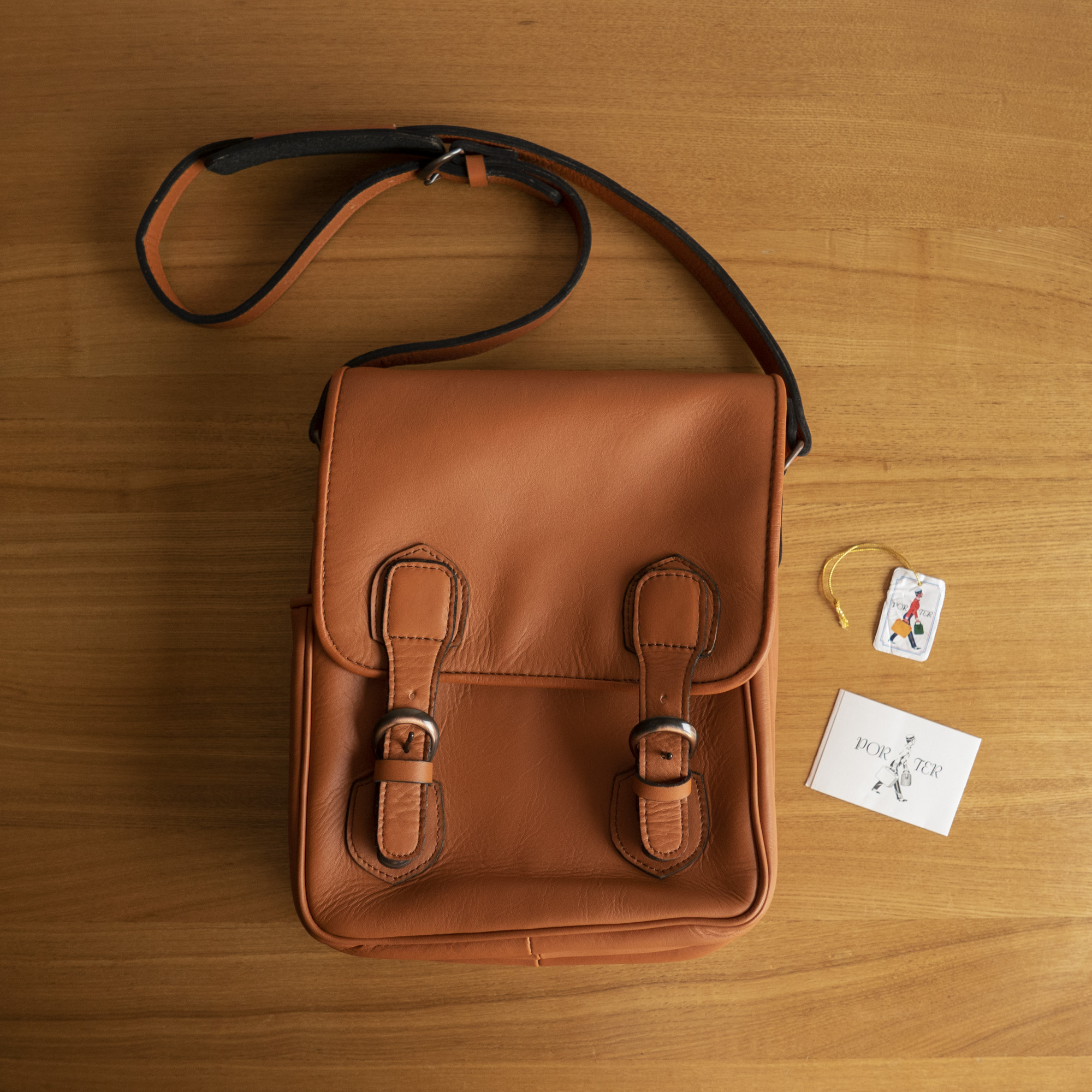 PORTER BARON - Leather Shoulder Bag (Orange Brown)