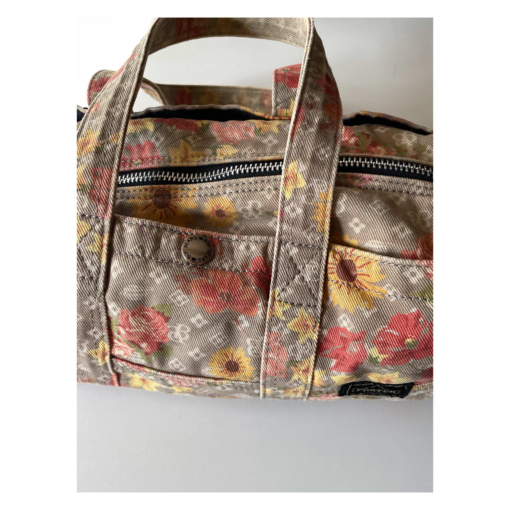 PORTER x Beams Boy - BOSTON BAG (Beige Gray / Flower Pattern)