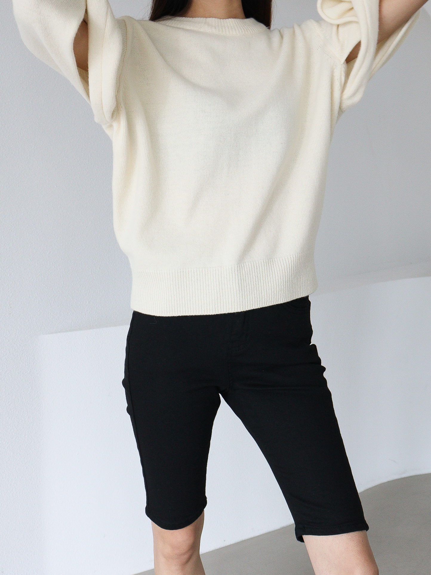 CABLE SLEEVE KNIT (2COLOR)