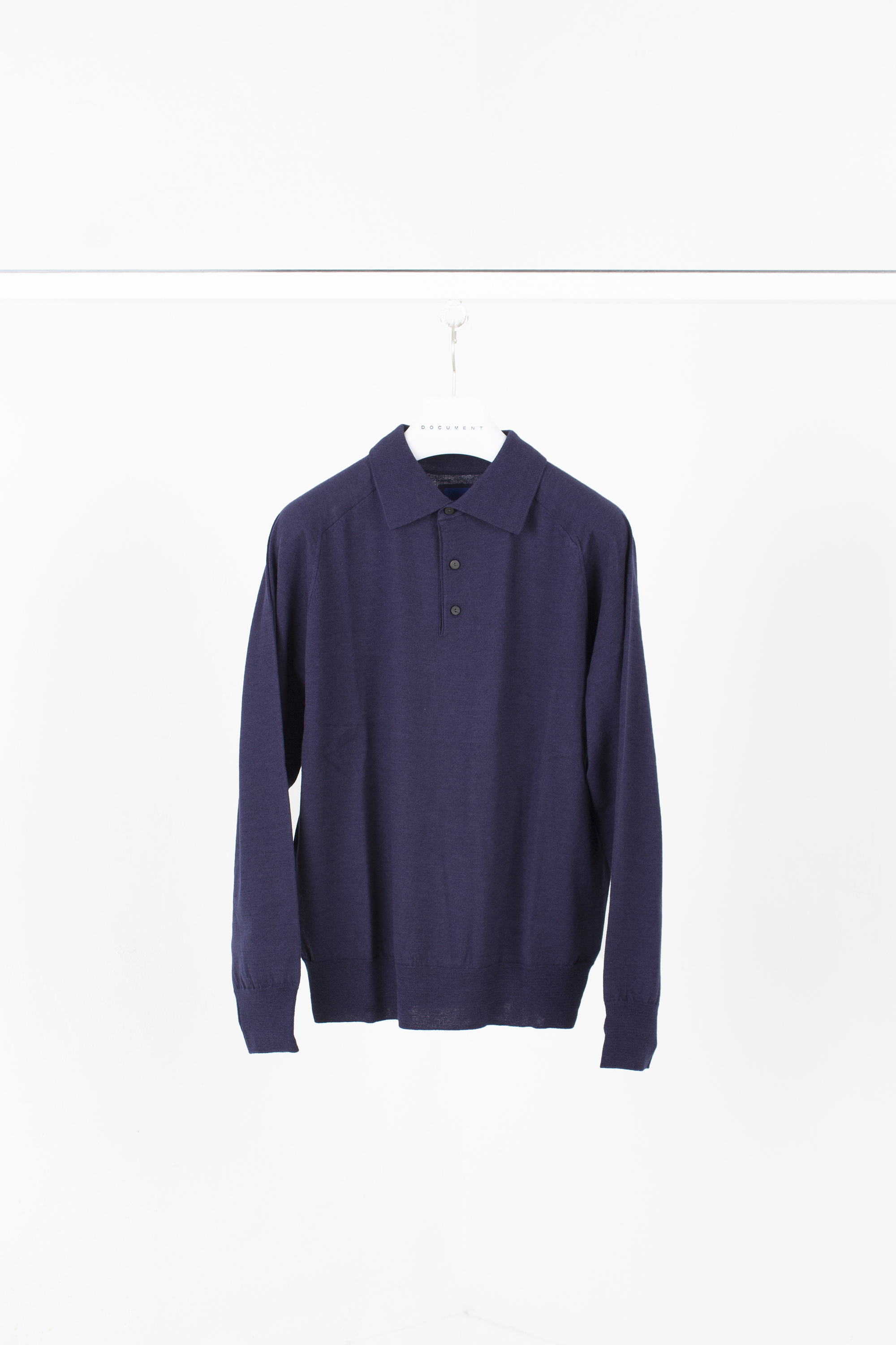 WOOL COTTON POLO SWEATER_NAVY