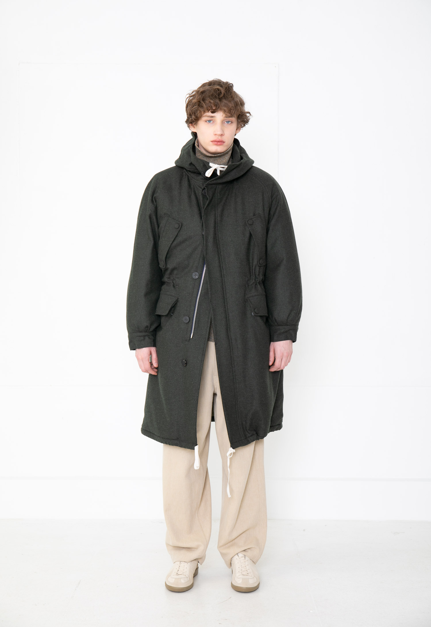 LIGHT WEIGHT PADDED WOOL PARKA_KHAKI