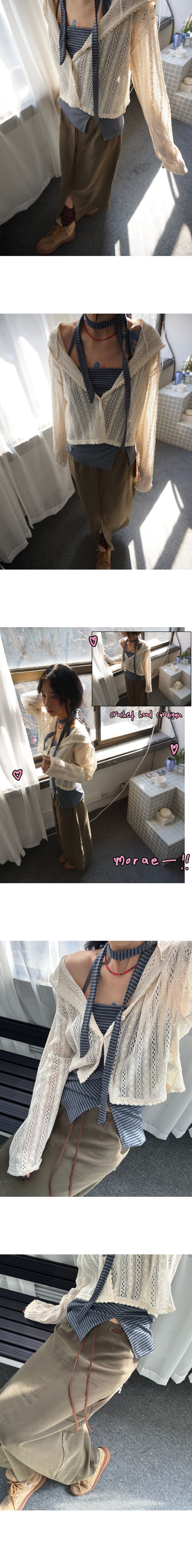 crochet hood cardigan 상세 이미지 2