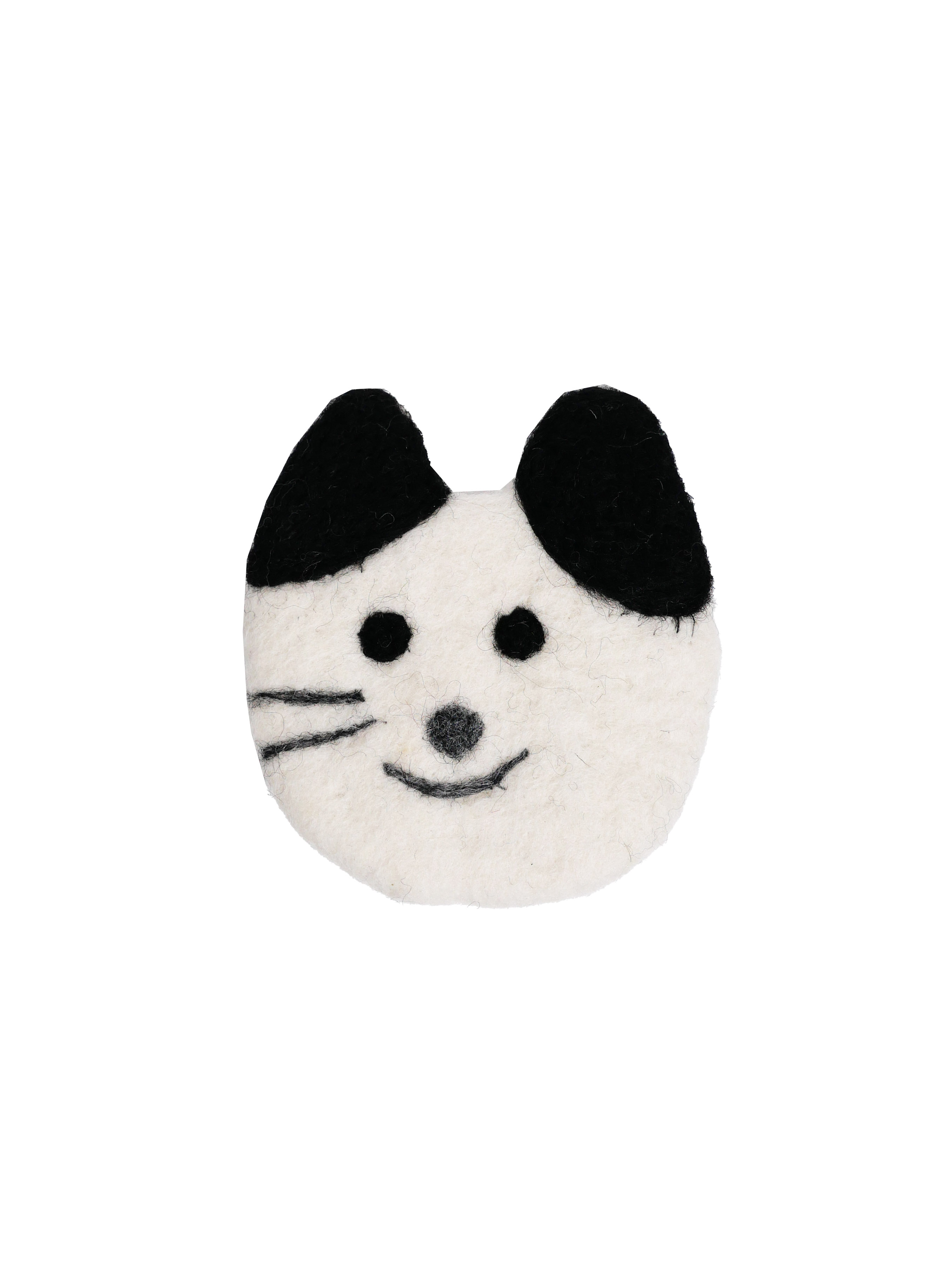Cat Wool Coaster - White