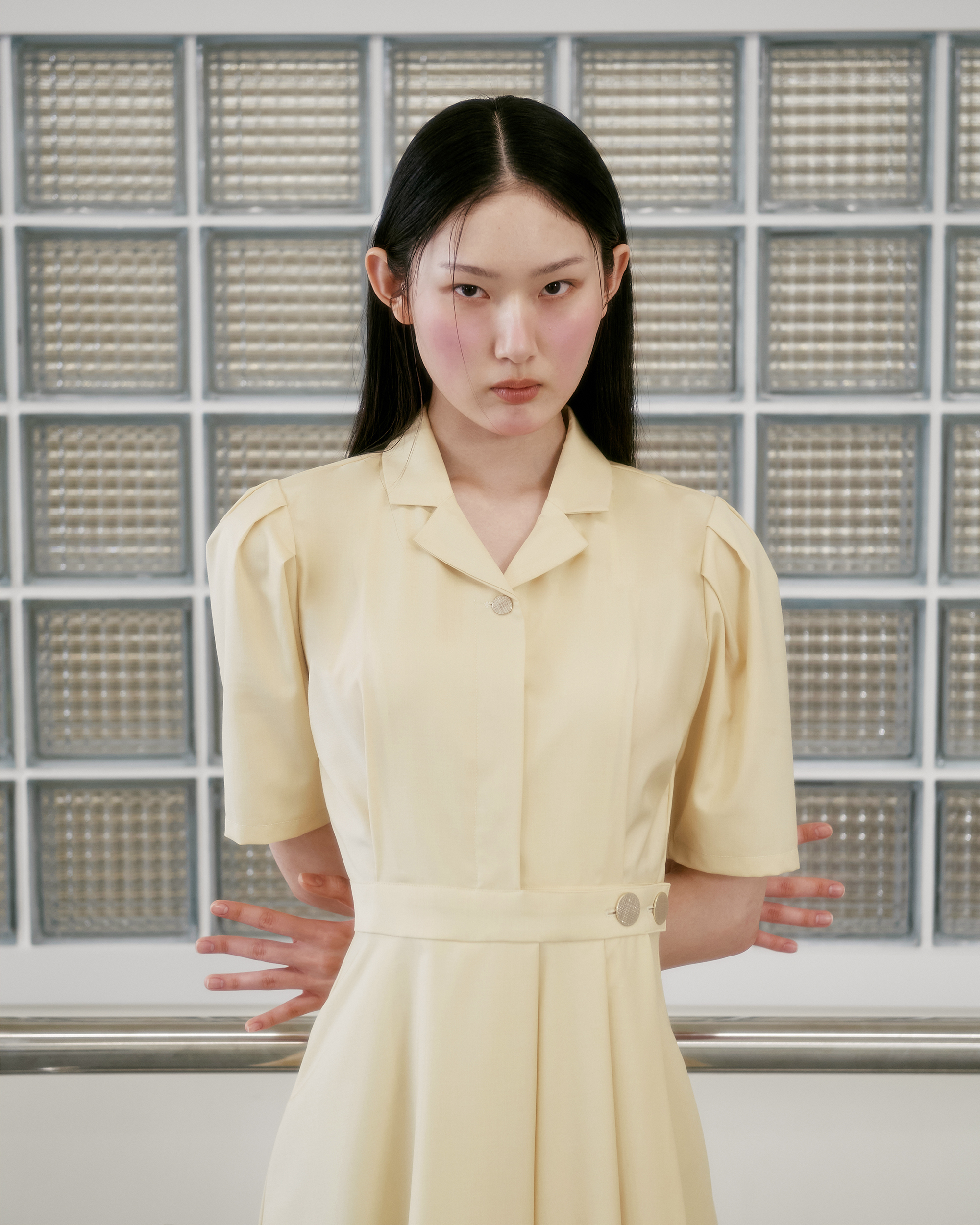 가니송]LSJ Gold Button Wrap One-piece_yellow