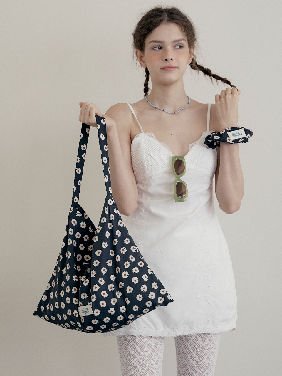 maison creme☆Floral eco bag Floral eco bag _ black