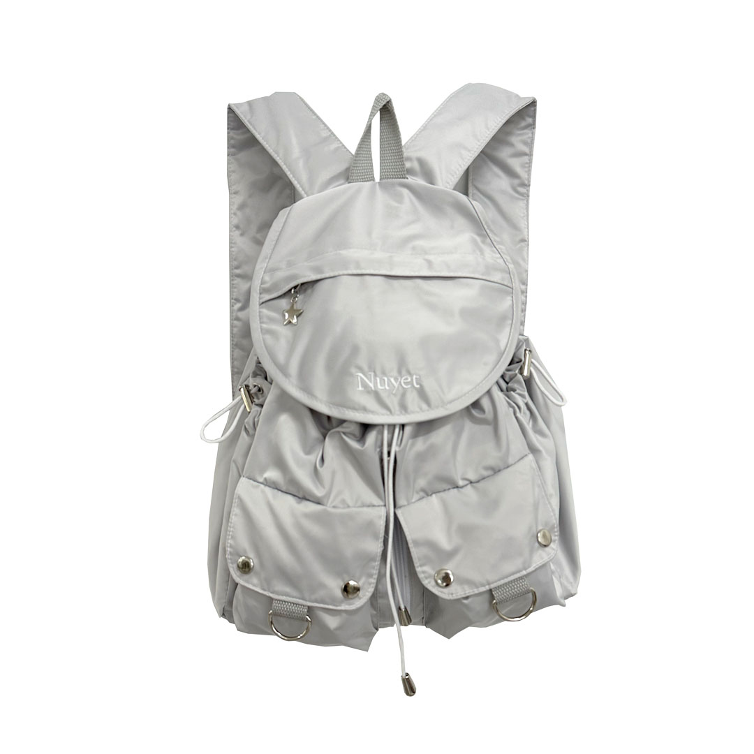 Grey round pocket backpack