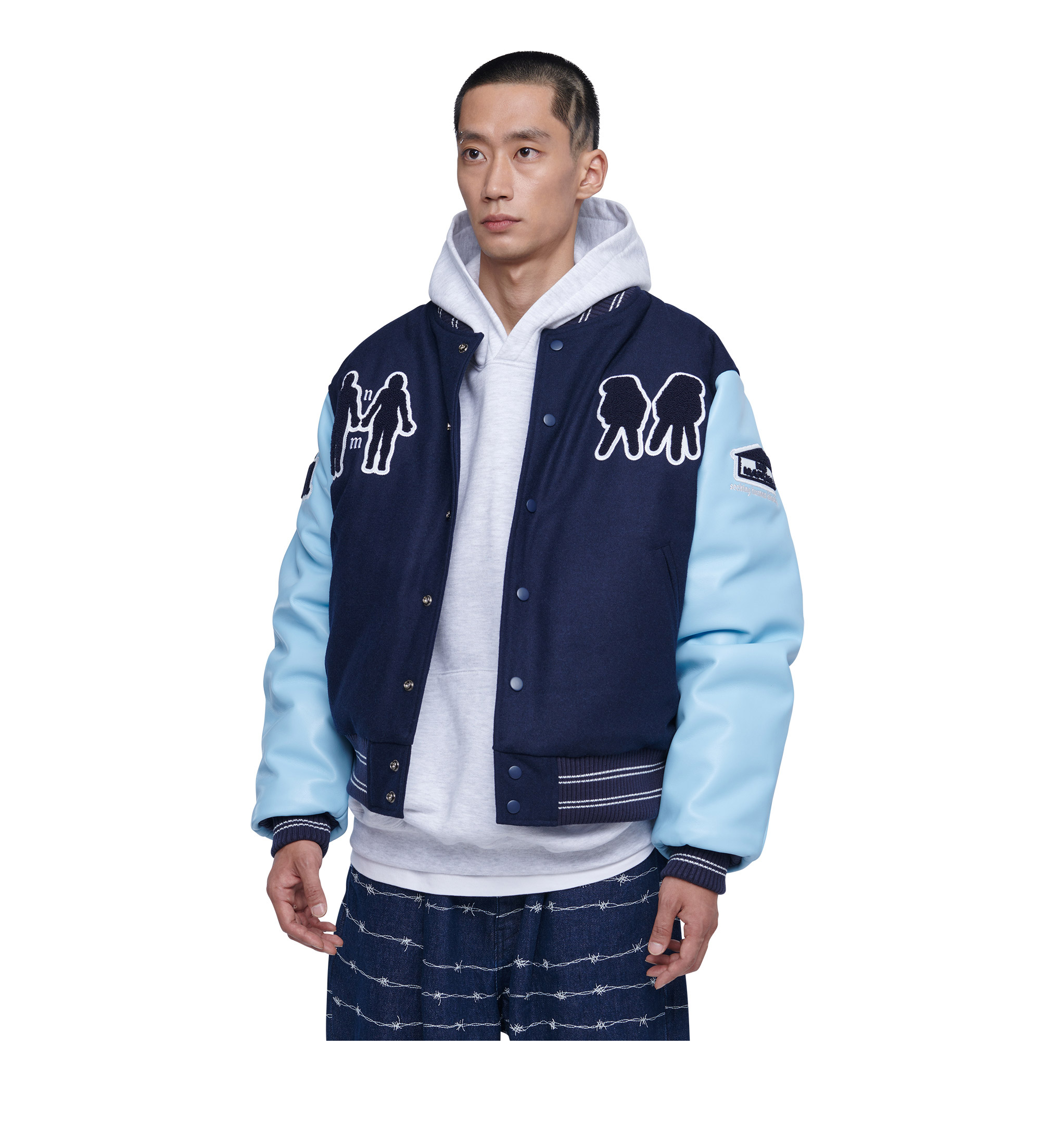ジャケット・アウター NOMANUAL W.S VARSITY JACKET 4FT1657 노매뉴얼(NOMANUAL) W.S VARSITY JACKET - BLACK - 사이즈