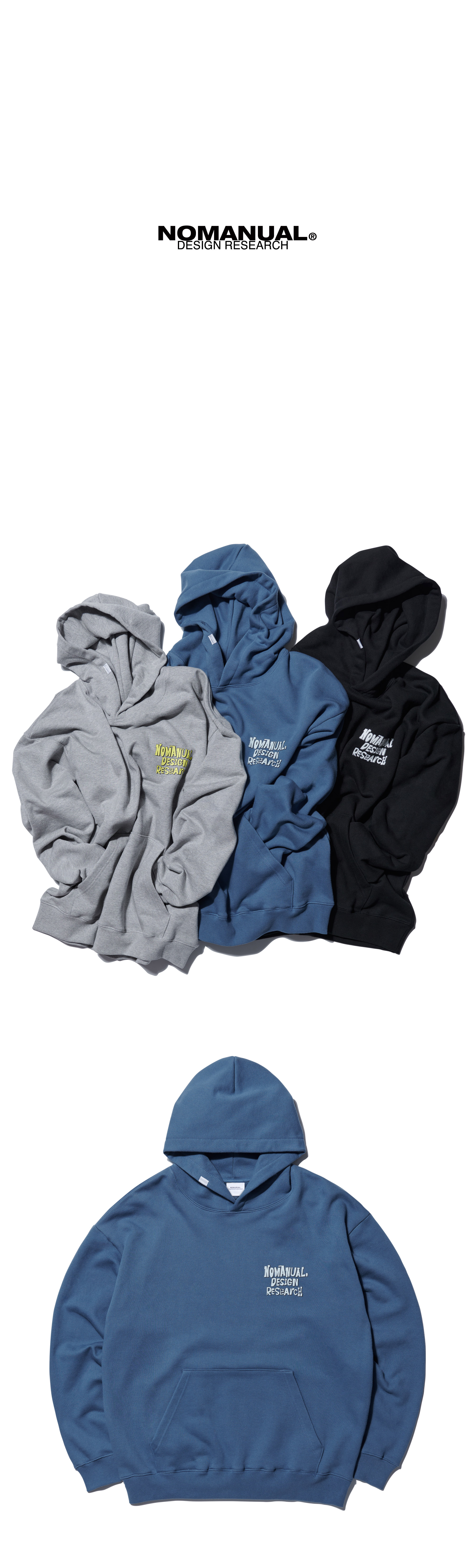 【NOMANUAL】DOODLE LOGO HOODIE ■日本在庫なし■関税込み 日本未入荷NOMANUALの DOODLE LOGO HOODIE 全3色 (NOMANUAL