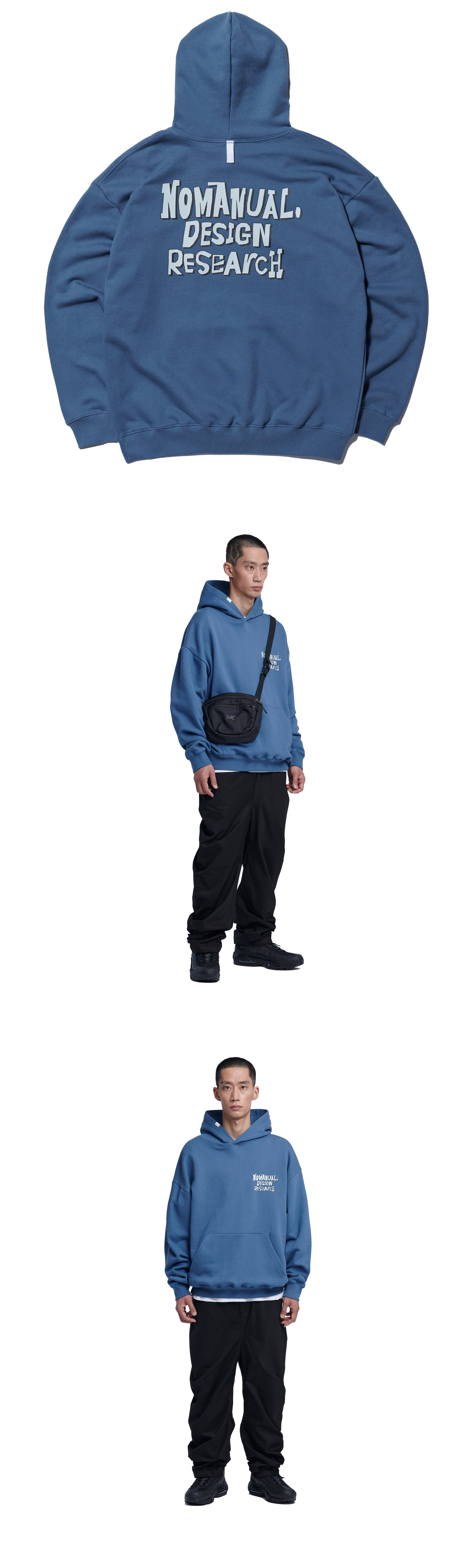 DOODLE LOGO HOODIE - LIGHT NAVY - nomanual