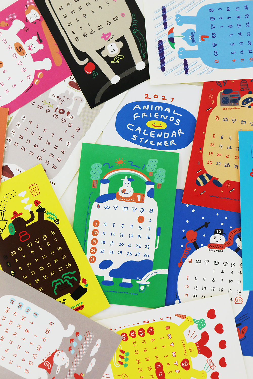 (소진시까지) 2021 Animal friends calendar sticker
