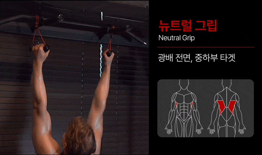 플라이그립으로 광배 전면과 중하부를 타겟하는 뉴트럴 그립 풀업