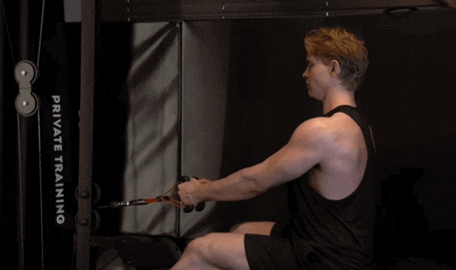 플라이그립으로 시티드 로우 등운동