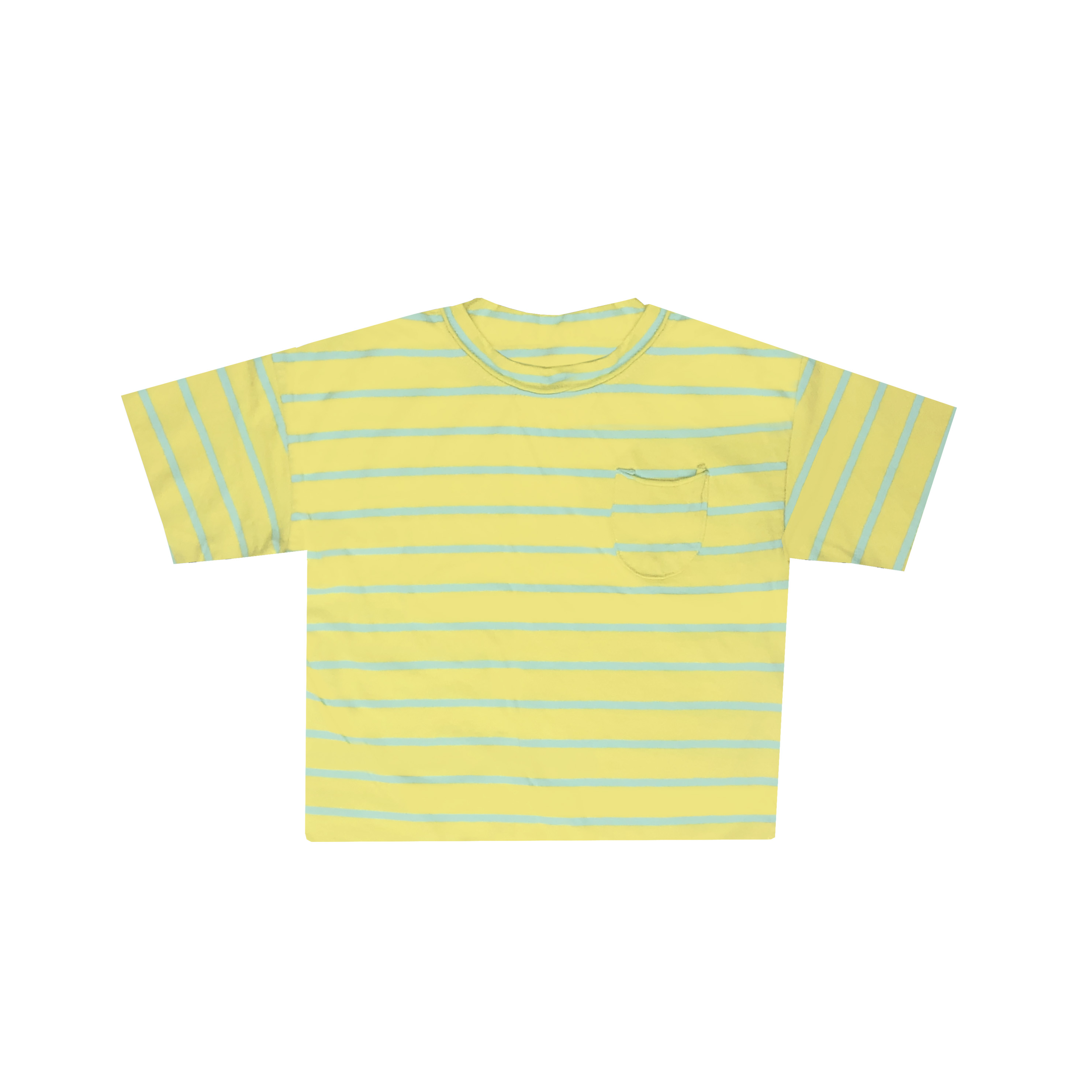 blue and yellow graphic tee