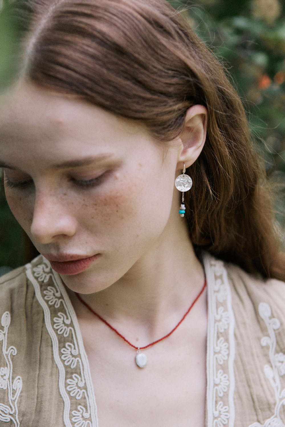 [MERRYMOTIVE메리모티브][Silver] Turquoise point native american earring [W CONCEPT]