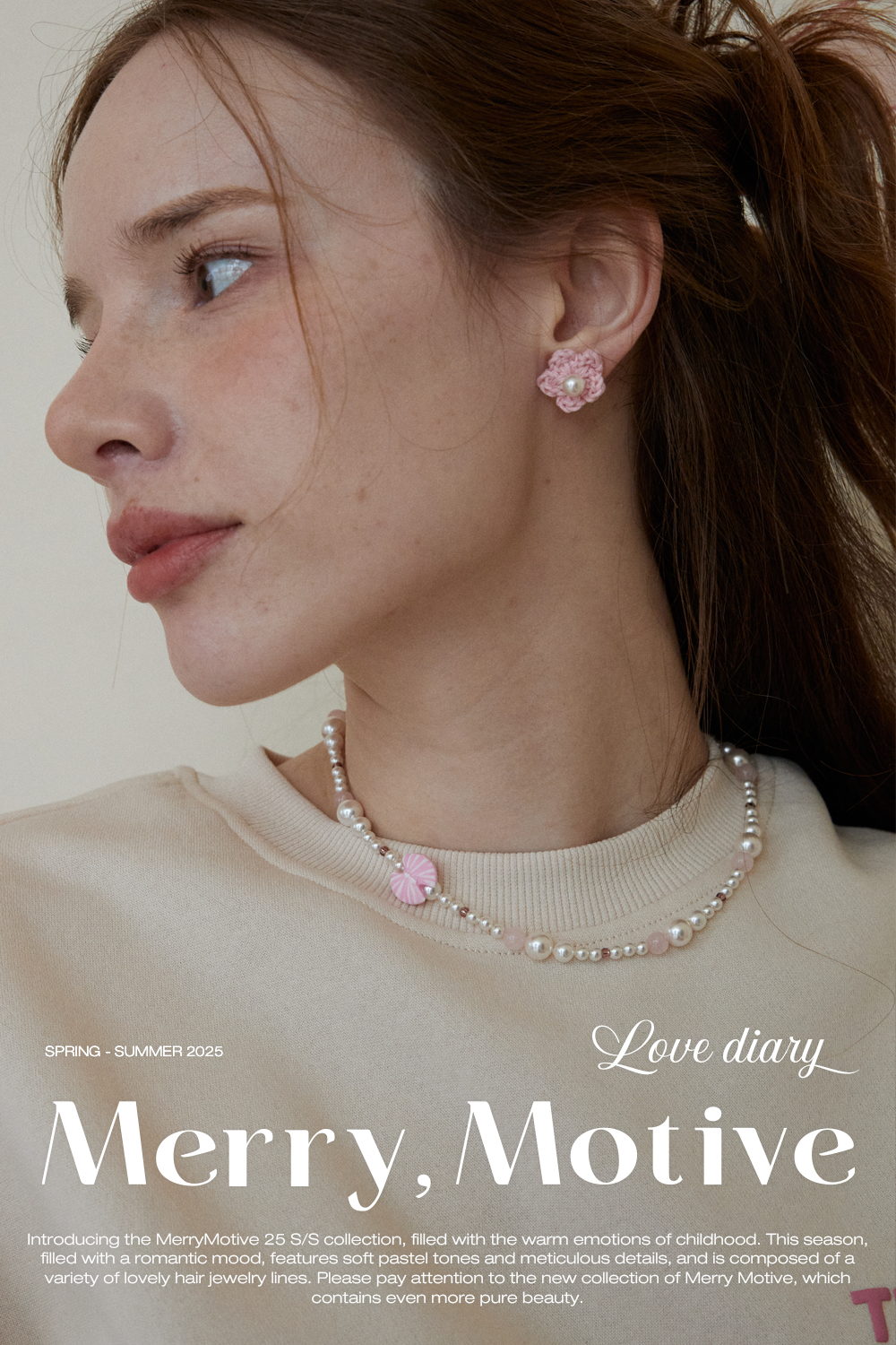 Merry Motive-Pink ribbon with pearl necklace│삼성물산