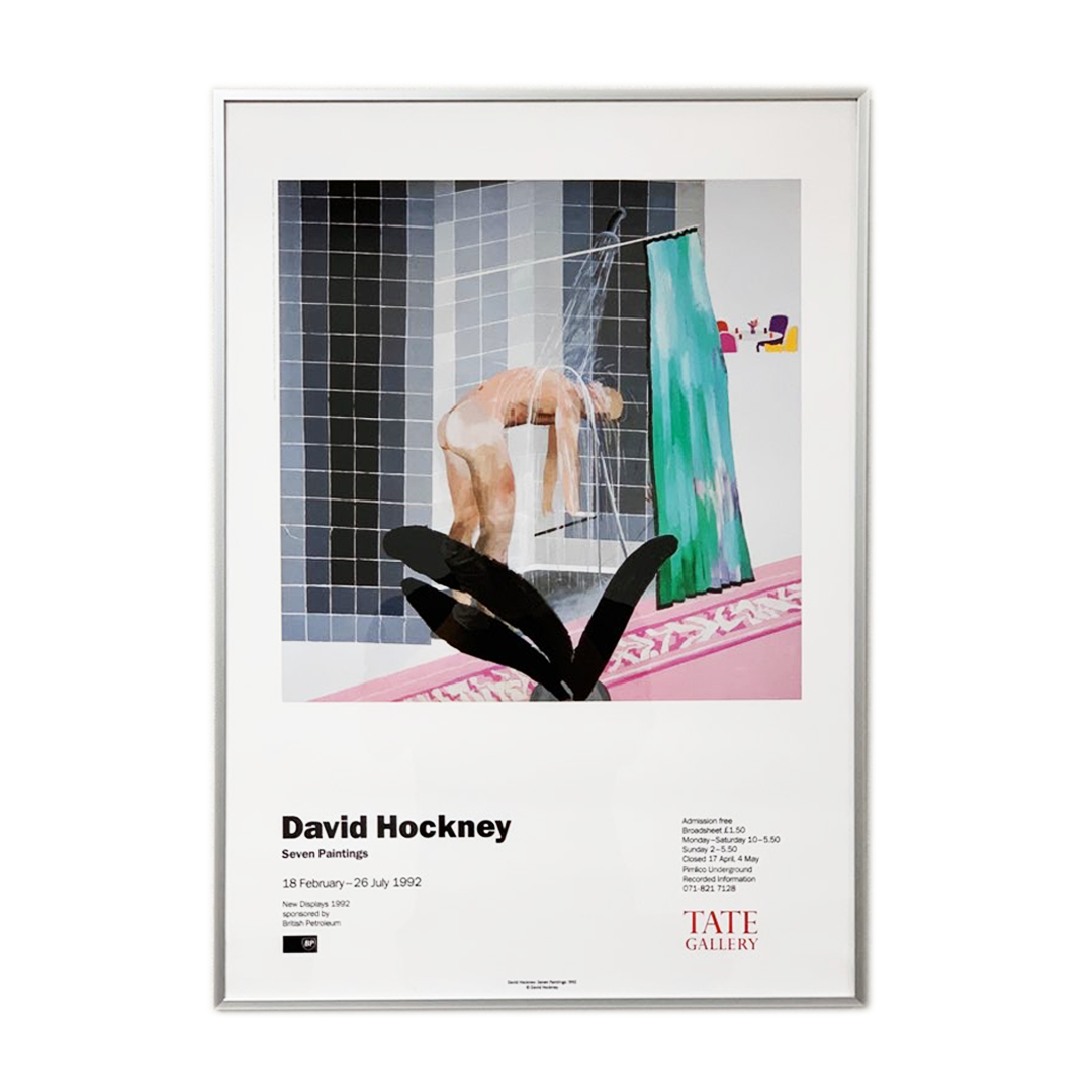 David Hockney Man In Shower In Beverly Hills Vintage Poster david-hockney-man-taking-shower-in-beverly-hills-custom-framed-print-ebay