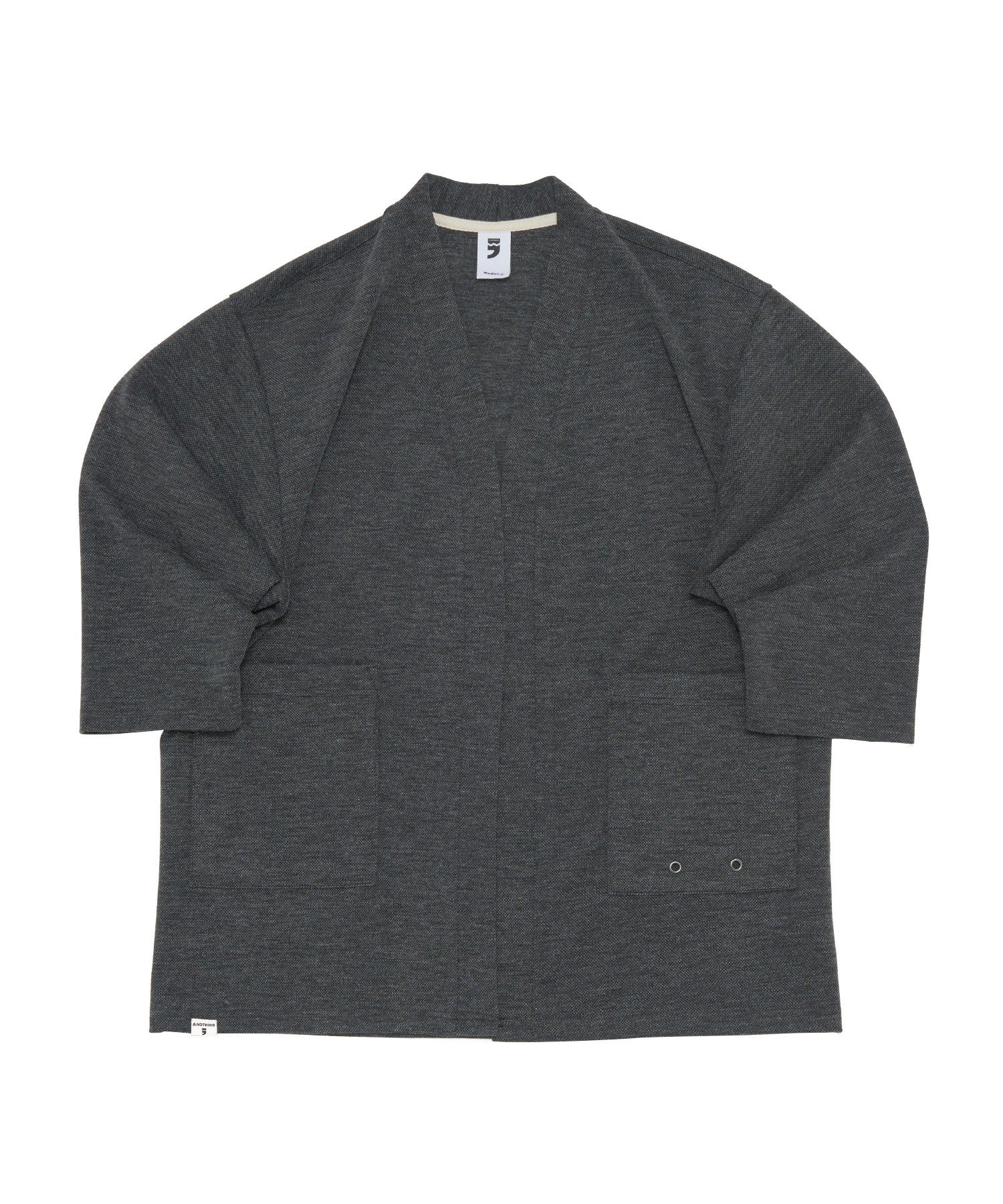 WOOL HERITAGE NON-BUTTON CARDIGAN (Charcoal)