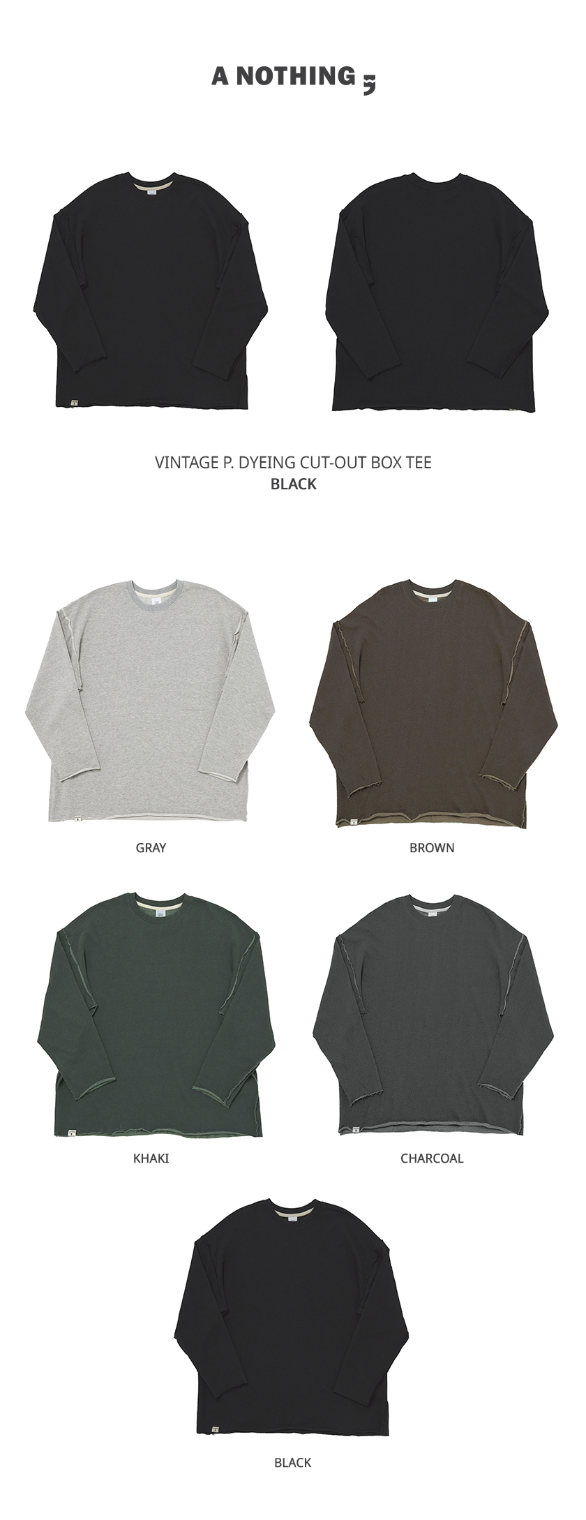 VINTAGE P. DYEING CUT-OUT BOX TEE (Black) - 감도 깊은 취향