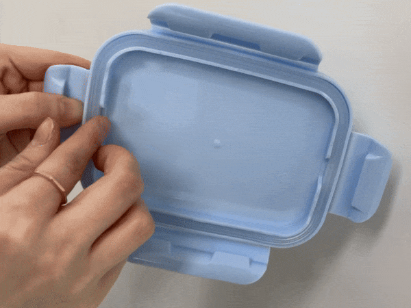 지켜텐 480ml 파스텔 블루 스텐 밀폐용기 뚜껑 실리콘 분리