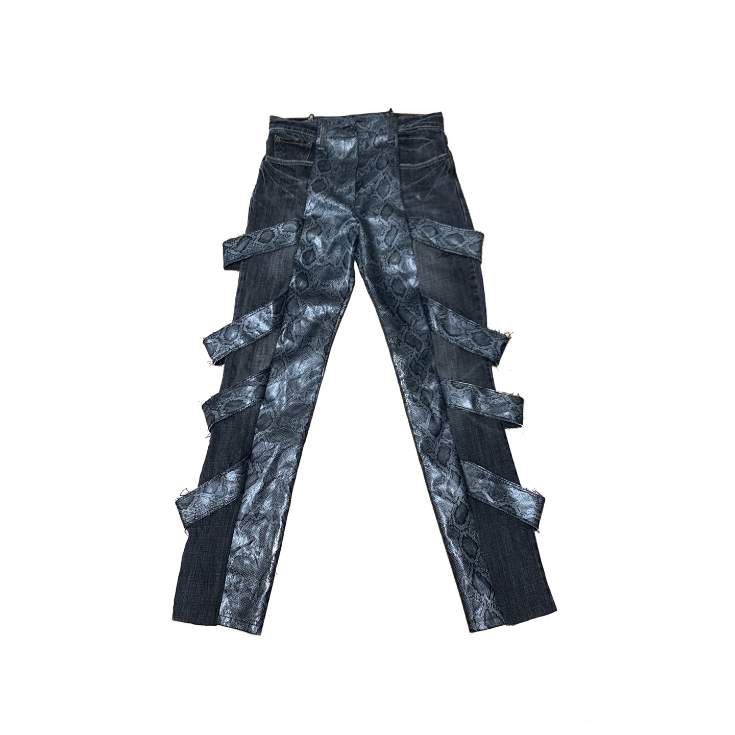 Python pattern denim custom bondage pants SR0016