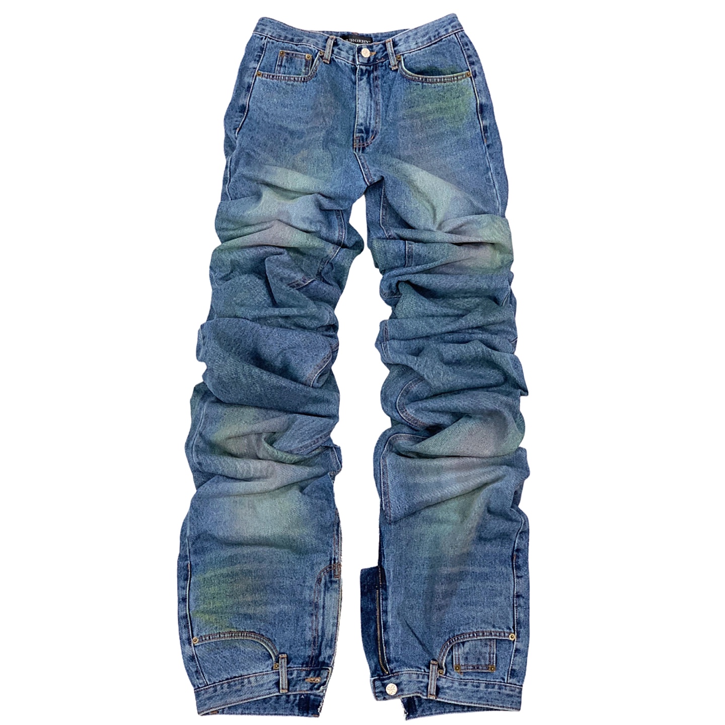 surgery long length double jeans 'washed denim'