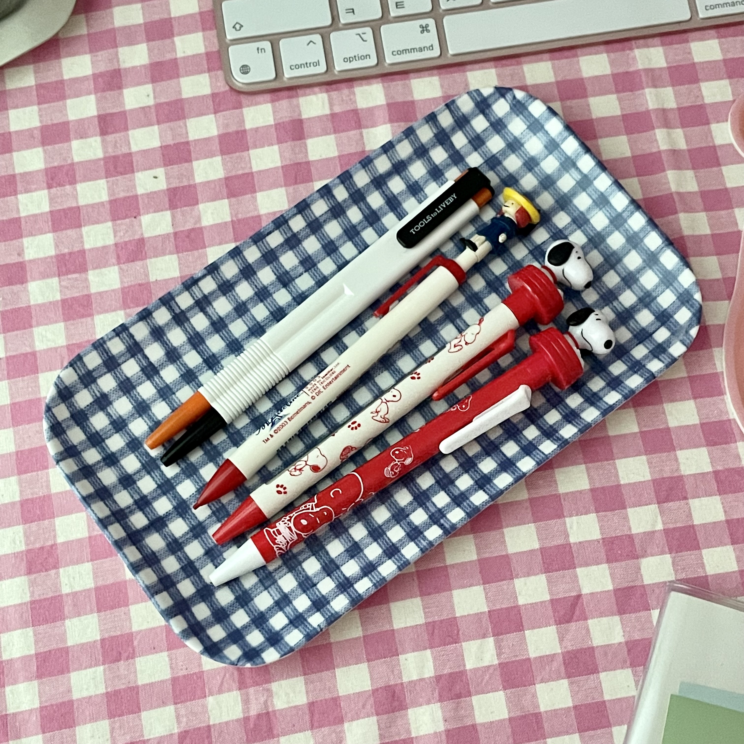 blue check tray
